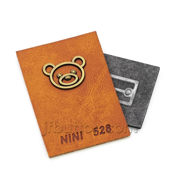 Pants Leather Patch With Metal Tag factory