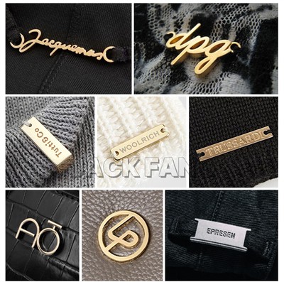 Top 6 materiali per etichette in metallo in abbigliamento, indumento, fascino